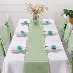 Pack Satin Table Runner 12 x 108 Inch, Smooth Table Runners for 24 Sage Green