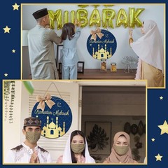 Shellwei Ramadan Door Sign for Front Door Ramadan Kareem Hanger Wreaths Eid M…