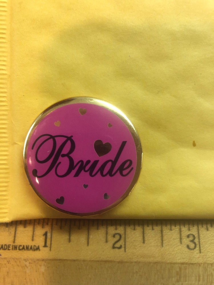 LOVE BRIDE MATRIMONY PIN BACK BUTTON