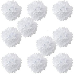 WYZworks Set of 10 – White 10″ – (10 Pack) Tissue Pom Poms Flower Party