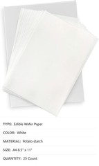 Edible Wafer Paper Sheets, 25 Count, A4 8.5″ x 11″, 0.3mm, Printable