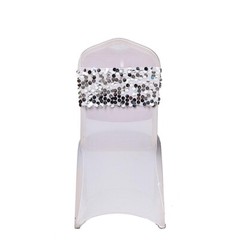 5 SILVER 10″ wide Large Payette Sequined Chair Sashes Party Wedding Light Gray