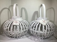 NEW Studio His & Hers White 11” X 11” Decorative Wicker Lanterns HGT1-167
