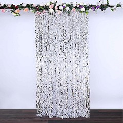 SILVER 8×8 ft Big Payette Sequined BACKDROP CURTAIN Wedding Events Decorations