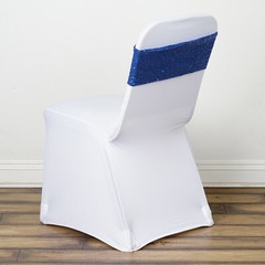 10 Royal Blue Spandex Sequined CHAIR SASHES Ties Wraps Wedding Party Decorations