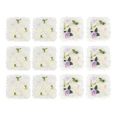6pcs 15*15in White Artificial Flower Wall Panels Venue Background Floral Decor