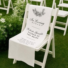 Floral Rose Personalized Fabric Wedding Memorial Chair Banner