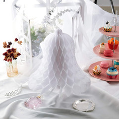 5 Pieces Paper Wedding Bells White Hanging Big Heavy Honeycomb Bells
