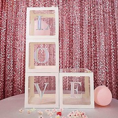 WHITE 12″ Transparent Balloon Boxes with Trim Centerpiece Decorations