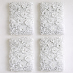 Pack of 4 Silk Roses Hydrangeas Flower Wall Backdrop Panel White Wedding Party