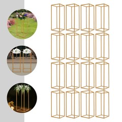16pcs Flower Stand 60cm Gold Square Tube Wedding Party Decoration Display Holder