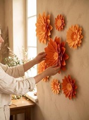 Paper Flower for Fall Autumn Thanksgiving Anniversary Birthday Wedding Orange