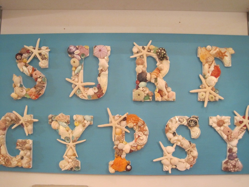 Beach Decor “Surf Gypsy” Shell Letters – Seashell letters – Beach Sign