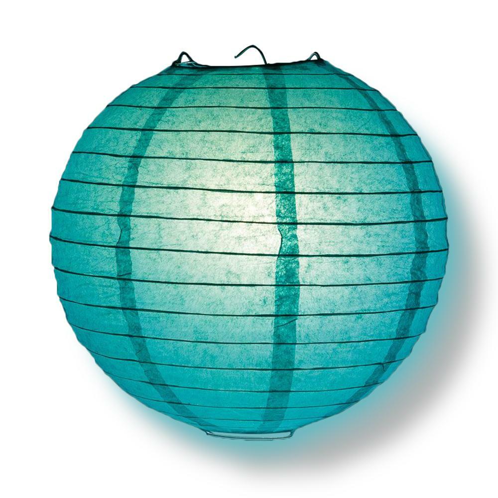 4″ Teal Round Paper Lantern, Even Ribbing, Hanging Decoration (10 PACK)