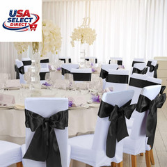 30 Pcs Satin Chair Sashes Ties for Wedding Party Decoration (Black)