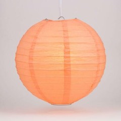 6″ Peach / Orange Coral Round Paper Lantern, Even Ribbing, Hanging Decoration