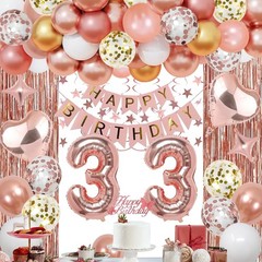33rd Rose Gold Birthday Party Decorations for Women, Rose Gold Happy Birthday…