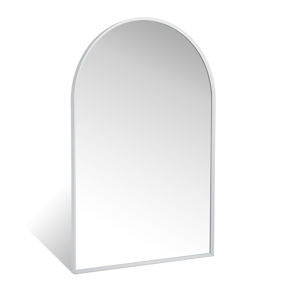 24″ x 36″ Silver Arched Mirror, Modern Aluminum Alloy Metal Frame, Arch Bathr…