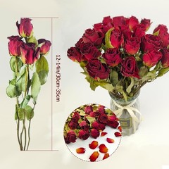Toot Natural Dried Flowers Bouquet, 10 Pcs Red Dried Roses Bouquet for