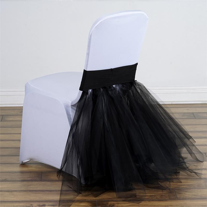 1 Black TULLE TUTU with SPANDEX CHAIR SASH Wedding Banquet Supplies