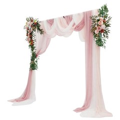 Ceiling Drapes Wedding Arch Draping Fabric Chiffon Decor w/ Artificial Flowers