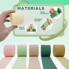 Crepe Paper Streamers Party Decorations – 6 Rolls Grass Green Gold Pink Olive…