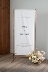 Boho Fabric Wedding Welcome Sign, Custom Linen Wedding Ceremony Sign