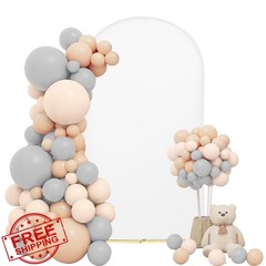 FEINIGESI 7.2FT White Wedding Arch Cover Round Top