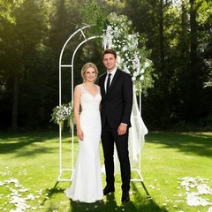 White Open Arch Backdrop Stand,120*40*220cm U Shaped Wedding Arches,Metal Stand