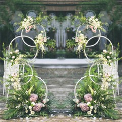 2X Connected Circle Wedding Hoop Stand Arch Blossom Flower Garland Arbor Pillars