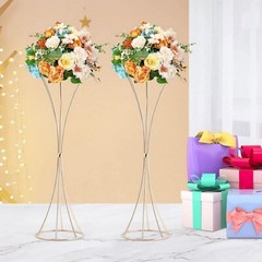 5Pcs Gold Wedding Flower Stand Metal Floor Table Trumpet Vase Centerpiece 19.7″H