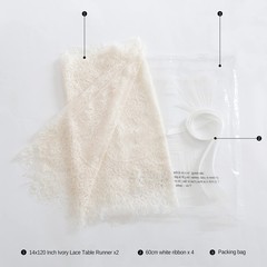 2 Pack Ivory Lace Table Runners 14×120 inch Rectangular Wedding Table Runner …