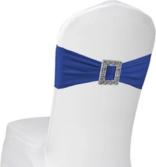 100 PCS Spandex Chair Sashes Royal Blue Elastic Stretch Dining Chair Slipcovers