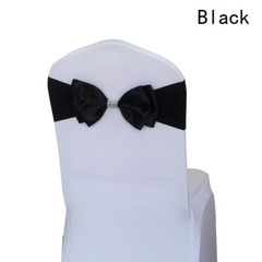 10pcs Chair Cover Sash Bowknot Spandex Satin Bow Stretch Ribbon Wedding Party