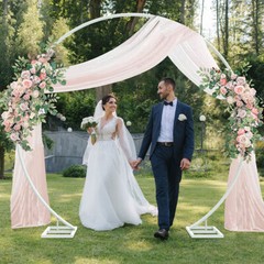 2.2M 2.4M Circle Wedding Arch Single/Double Rail Flower Balloon Garland Arch Dec
