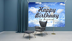 Heavenly Birthday Memorial Backdrop for Celebration of Life Events