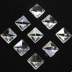 50pcs 14mm 4 Holes Glass Square Crystal Beads Prisms Chandelier Lamp Chain Parts