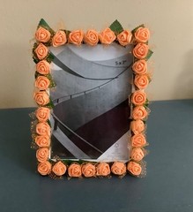 rosebud with sheer polka dot fabric accent picture frame