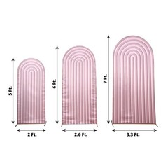 3 DUSTY ROSE Ripple Satin Round Top Wedding Arch Backdrop STAND COVERS Set Party