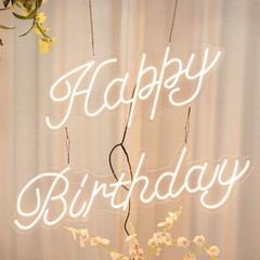 32″ Warm White Happy Birthday Neon Sign LED WALL LIGHTS Party Events Decorations