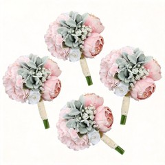 Dusty Pink Pre-Made Bridesmaids Bouquets Set of 4-7 inch Small Rustic Aritifi…