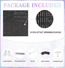 Black Shimmer Wall Backdrop – 24 pcs Decorations Panel | Wedding, Birthday, A…