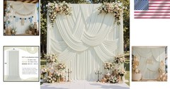 6 Panels Ivory Backdrop Curtain Set – Wrinkle-Free 30ft x 15ft for All Occasions