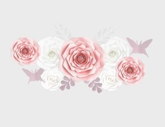 Decor In The Box 13 piece Handmade Paper Flower Set, Fully Assembled-Pink/White