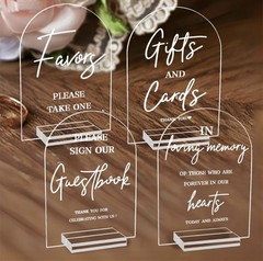 4pcs Clear Acrylic Wedding Signs for Ceremony and Reception, 5×7 Inch Set of 4