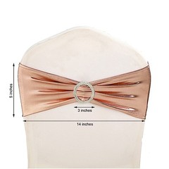 10 Blush Metallic Spandex Chair Sashes with Silver Buckles Wedding Decorations