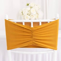 5 Gold Spandex Ruffled CHAIR SASHES Wedding Party Home Decorations