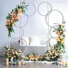 Detachable Tall 2M Metal Balloon Arch Kit Wedding Backdrop Stand 8 Circle Frames
