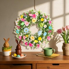 Easter Wreath Plastic Foam Construction Lifelike Eggs Lightweight Ready To Hang