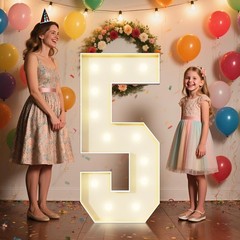 4FT Marquee Numbers 5 Sign,Large Light Up Numbers Party Decoration – Hook and…